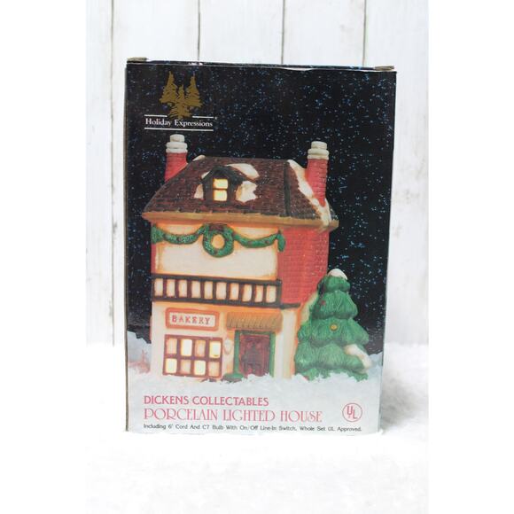 Holiday Expressions Dickens Collectables Porcelain Lighted Bakery House - Picture 1 of 7